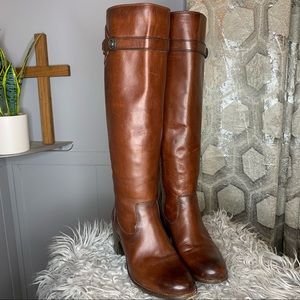 Frye Heeled Riding Boots Tobacco